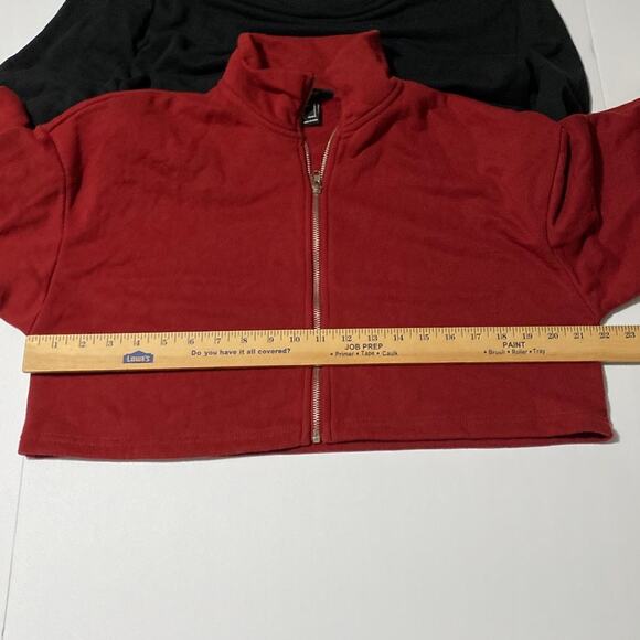 Crop Sweaters Bundle Divided Forever 21 Zip Pullover Love Size Large Black Red - Picture 9 of 11